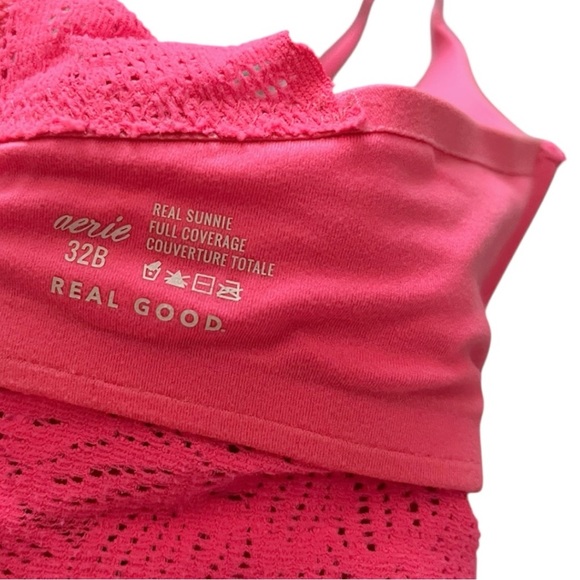 Aerie Real Sunnie Full Coverage Crochet Lace Detail Padded Hook Back Bra 32B - Picture 8 of 8